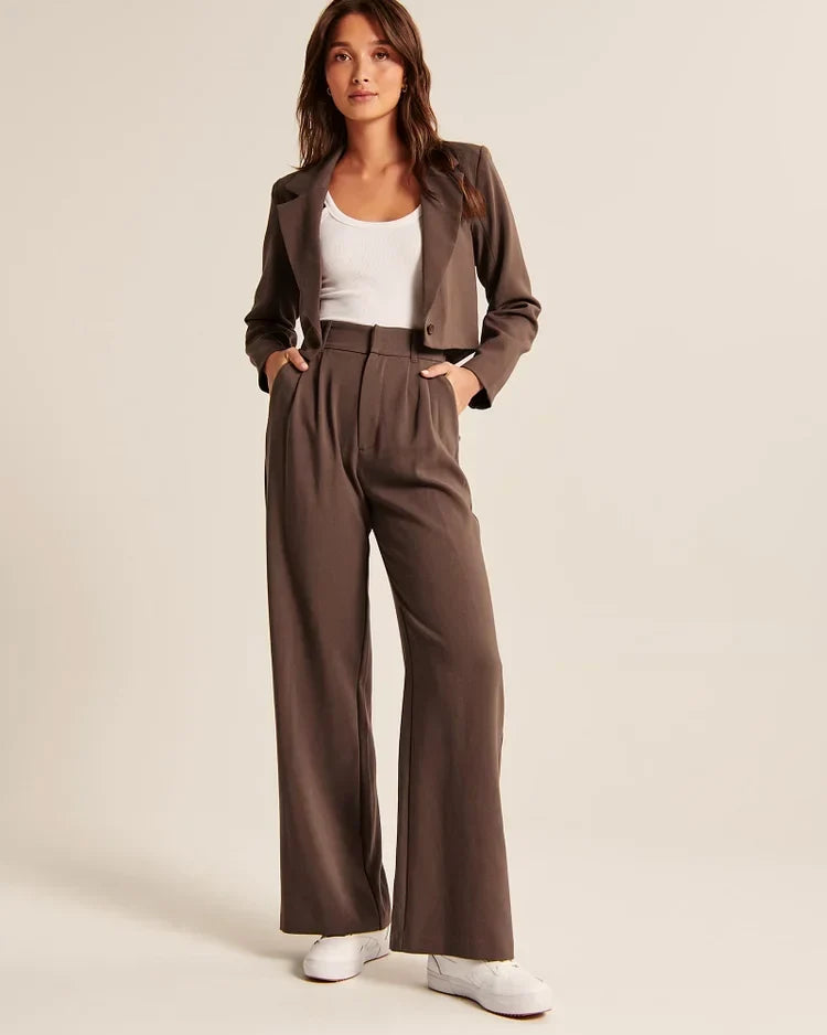 Women's High Waist Wide Leg Pants – Tailored Flowy Dress Trousers