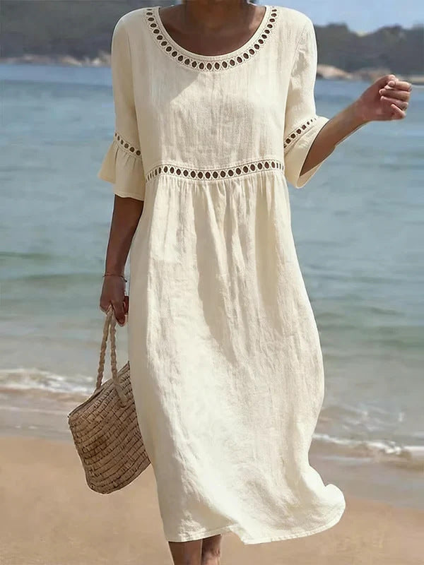 Women's Figure-Flattering Midi Dress – Flowy Day-to-Evening Occasion Dress