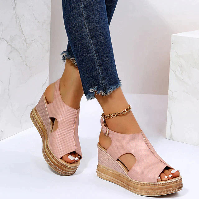Women's Platform Sandals with Cushioned Sole and Adjustable Straps