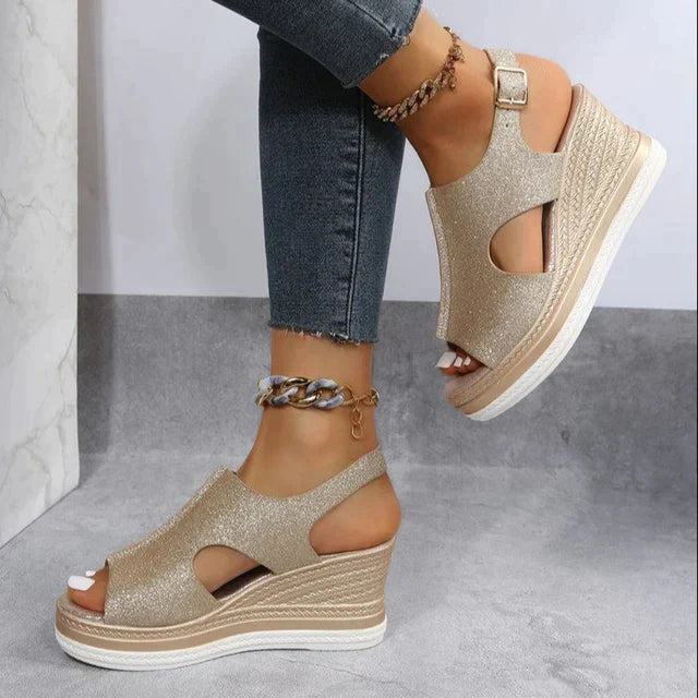 Women's Platform Sandals with Cushioned Sole and Adjustable Straps
