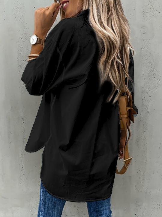 Women's Classic Button Blouse – Collared Long Sleeve Shirt Blouse