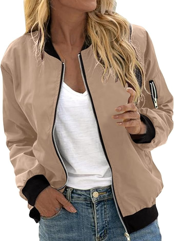 Women's Floral Bomber Jacket – Zip-Up Lightweight Jacket