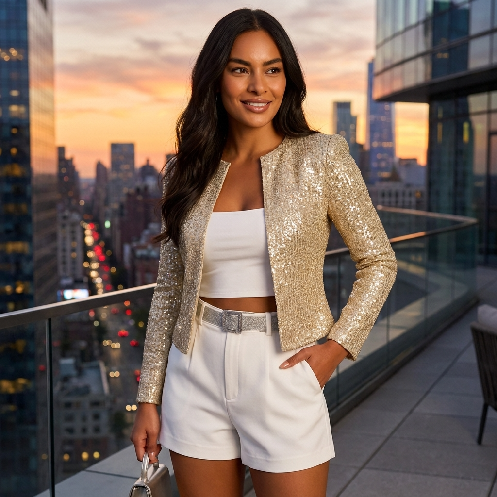 Women's Sequin Blazer – Glamorous Evening Blazer – Scarlett