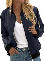 Women's Floral Bomber Jacket – Zip-Up Lightweight Jacket