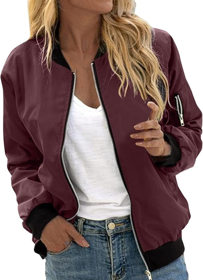 Women's Floral Bomber Jacket – Zip-Up Lightweight Jacket