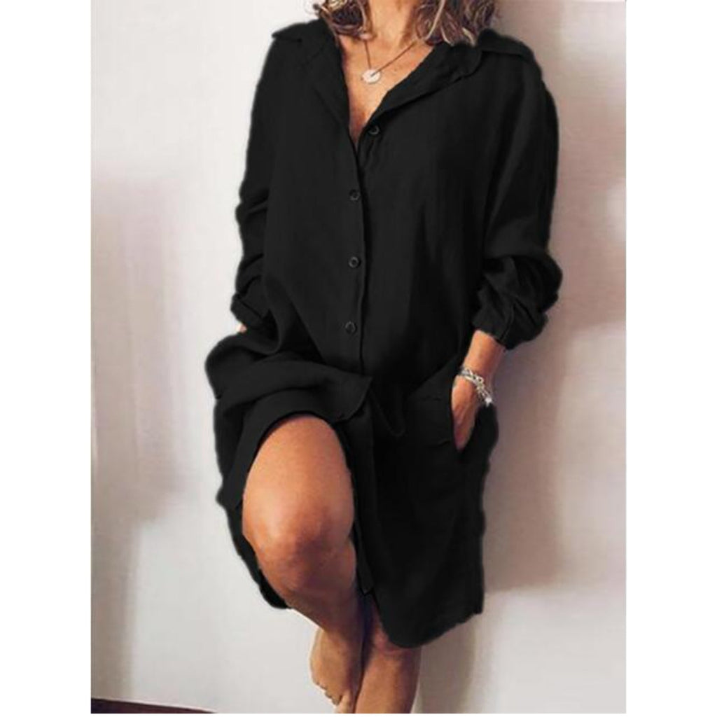 Women's Longline Button Blouse – Relaxed Tunic Blouse