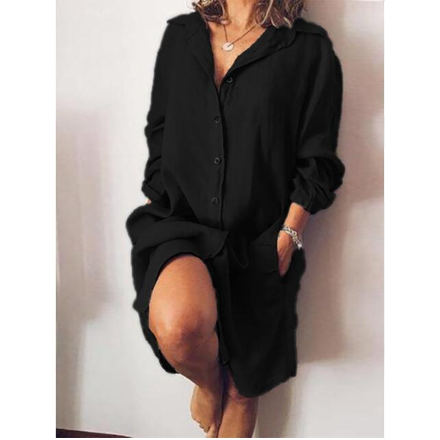 Women's Longline Button Blouse – Relaxed Tunic Blouse