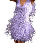 Women's Fringe Mini Party Dress – Shimmer Fitted Cocktail Dress