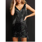 Women's Fringe Mini Party Dress – Shimmer Fitted Cocktail Dress