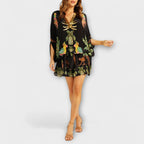 Women's Asymmetrical Maxi Dress – Tropical Print Dress – Linda
