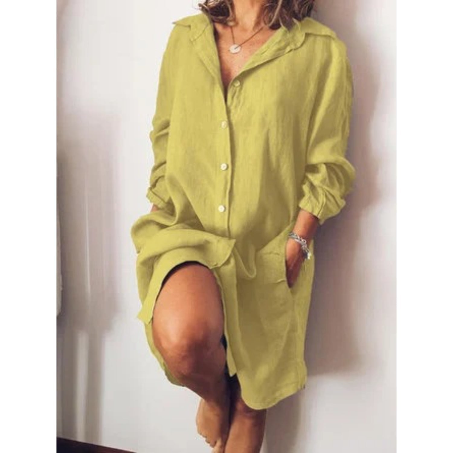 Women's Longline Button Blouse – Relaxed Tunic Blouse