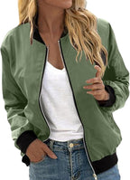 Women's Floral Bomber Jacket – Zip-Up Lightweight Jacket
