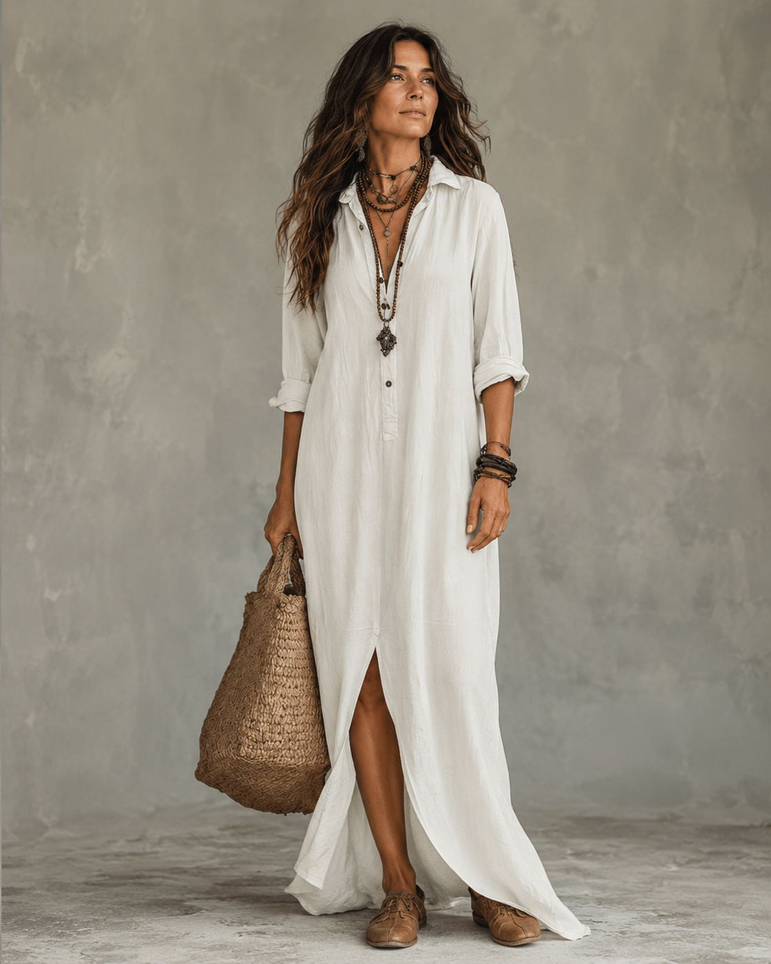 Women's Wrap Midi Dress – V-Neck Summer Dress