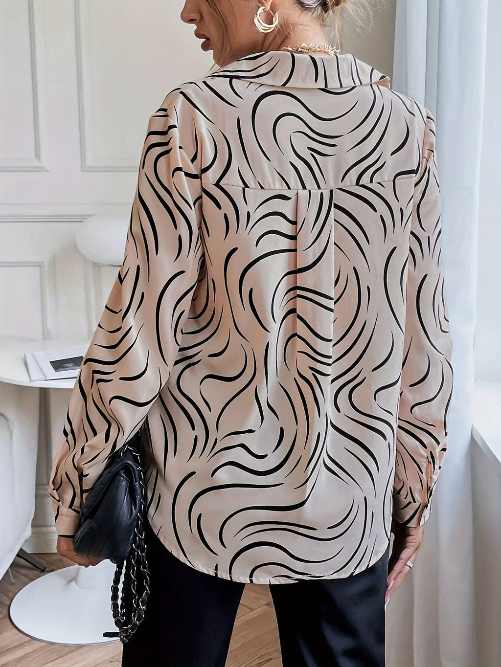 Women's Button-Up Blouse – Printed Casual Blouse – Scarlett