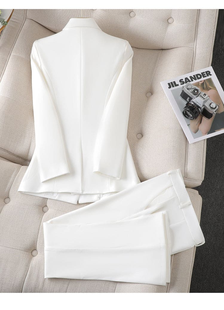 Women's Elegant Tailored Pants Suit – Double-Breasted Blazer Set