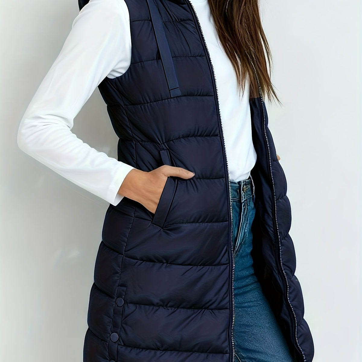 Women's Sleeveless Puffer Vest – Long Quilted Winter Gilet