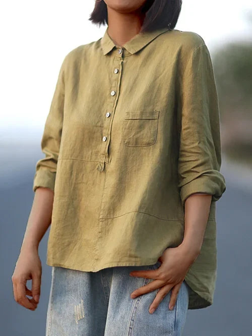 Women's High Collar Blouse – Button Front Long Sleeve Shirt Blouse