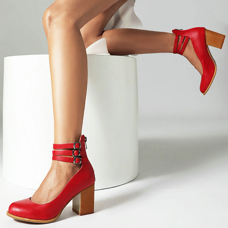 Women’s Heeled Sandals – Ankle Strap Block Heel Sandals – Casilda