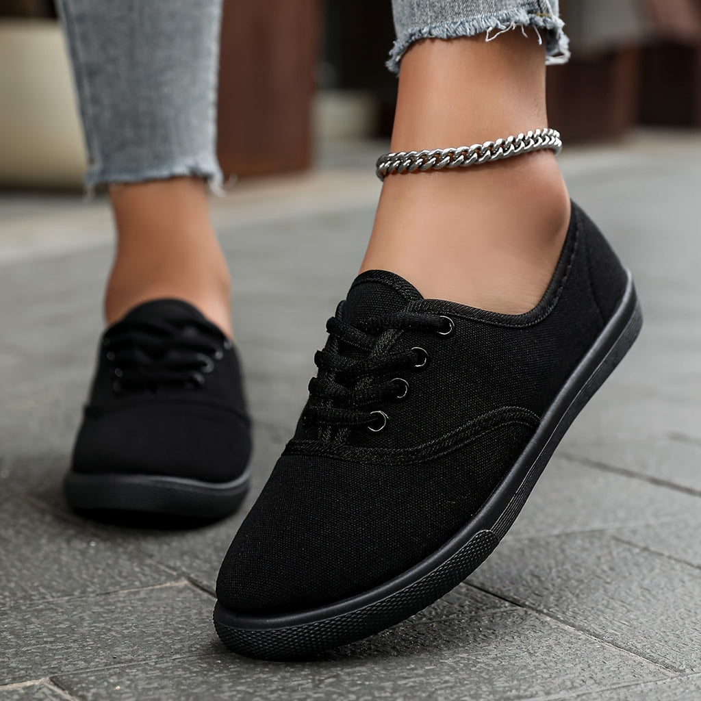 Women's Canvas Sneakers with Lace-Up Closure and Cushioned Sole