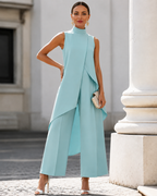 Women's Asymmetrical Wide Leg Jumpsuit – Flowy Formal Evening Jumpsuit