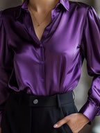 Women's Classic Collared Blouse – Long Sleeve Tailored Office Blouse