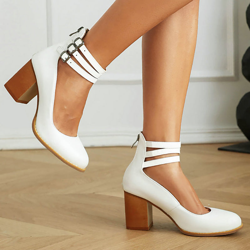 Women’s Heeled Sandals – Ankle Strap Block Heel Sandals – Casilda