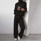 Women's Turtleneck Knit Set – Long Sleeve Top & Coordinated Bottom Set