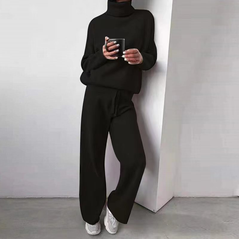 Women's Turtleneck Knit Set – Long Sleeve Top & Coordinated Bottom Set