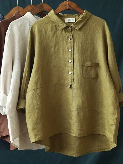 Women's High Collar Blouse – Button Front Long Sleeve Shirt Blouse