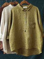 Women's High Collar Blouse – Button Front Long Sleeve Shirt Blouse