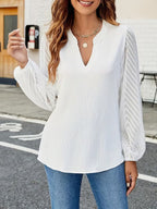 Women's V-Neck Long Sleeve Blouse – Tailored Casual Office Blouse