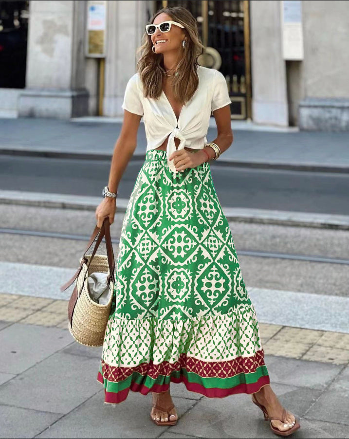 Women's Maxi Skirt – High Waist Flowing Skirt – Alice