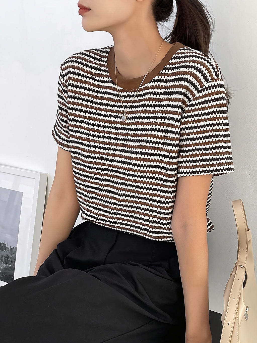 Women’s Padded Blouse – Casual Geometric Blouse – Freya