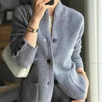 Women's Button Pocket Cardigan – Textured Knit Sweater