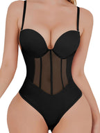Women's Low Back Shaping Bodysuit – Mesh Corset Tummy Control Bodysuit