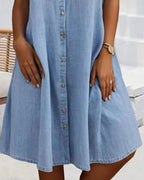 Women's Midi Dress – Denim Look Casual Dress – Peyton
