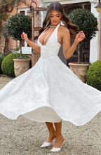 Women's Wedding Guest Dress – Halter Neck Midi Dress – Kimberly