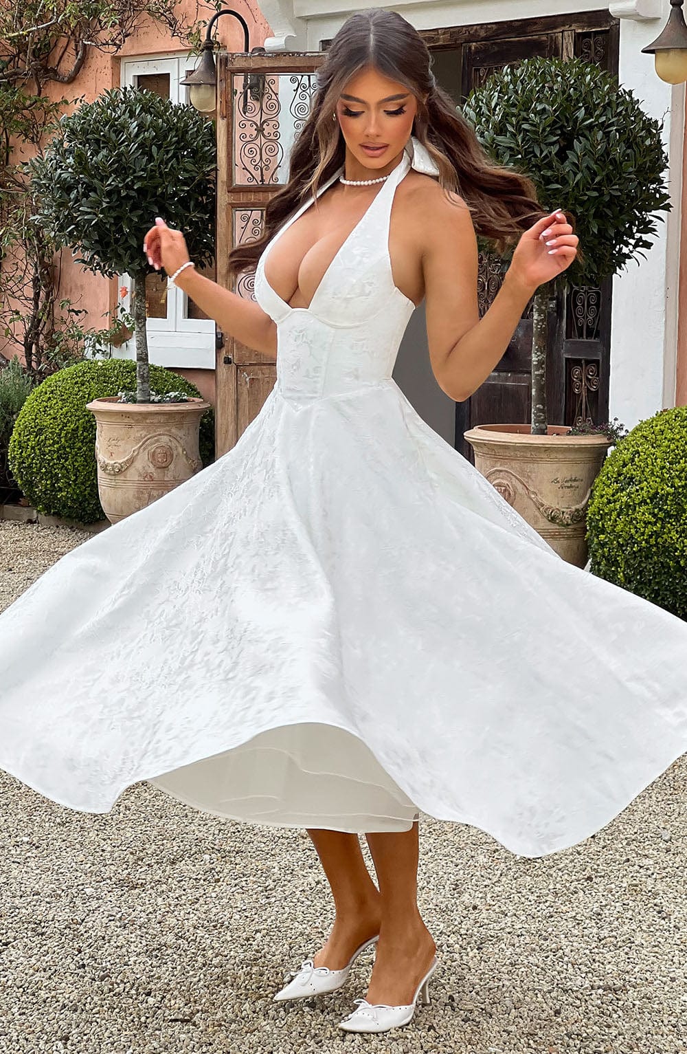 Women's Wedding Guest Dress – Halter Neck Midi Dress – Kimberly