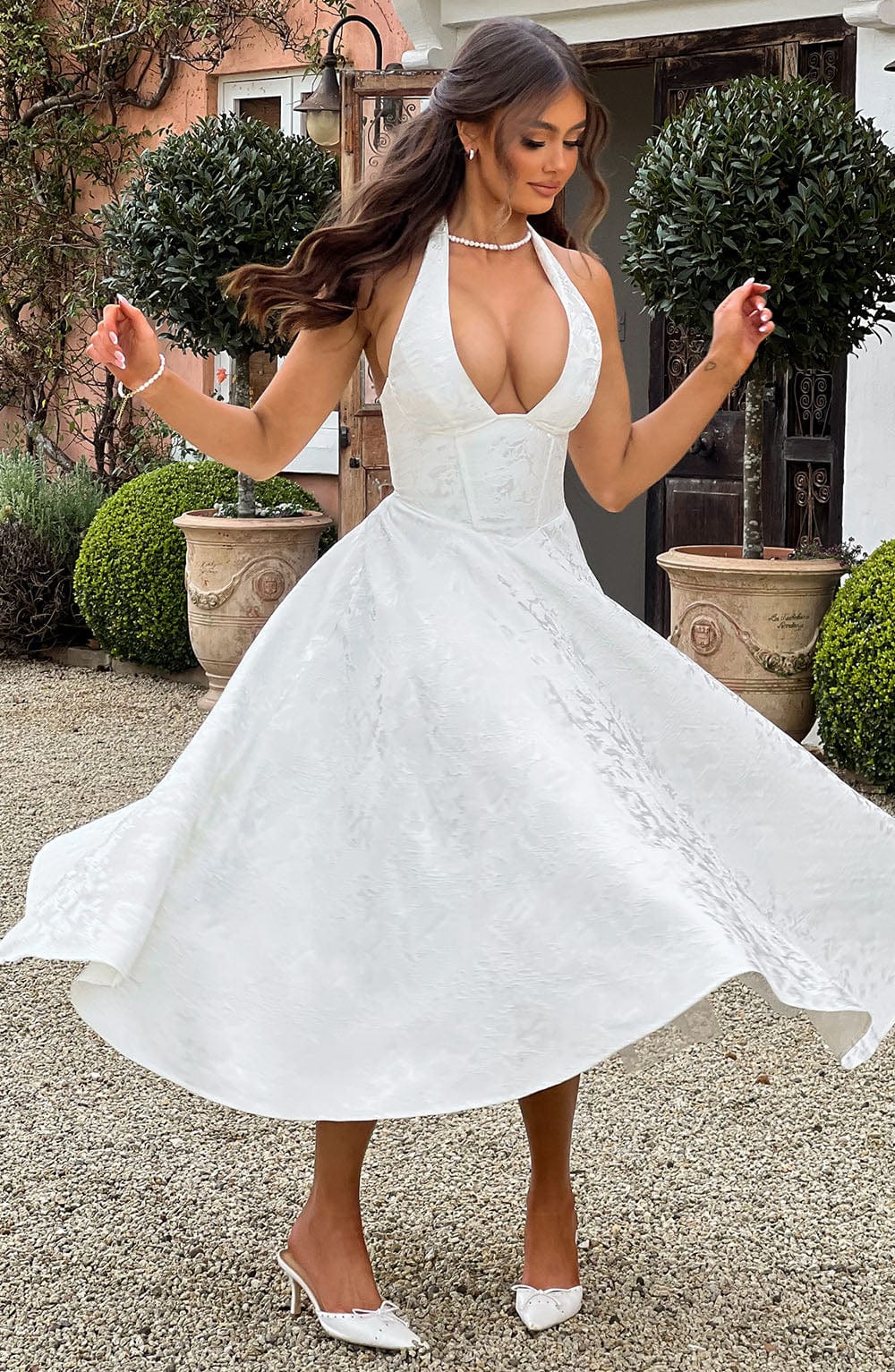 Women's Wedding Guest Dress – Halter Neck Midi Dress – Kimberly