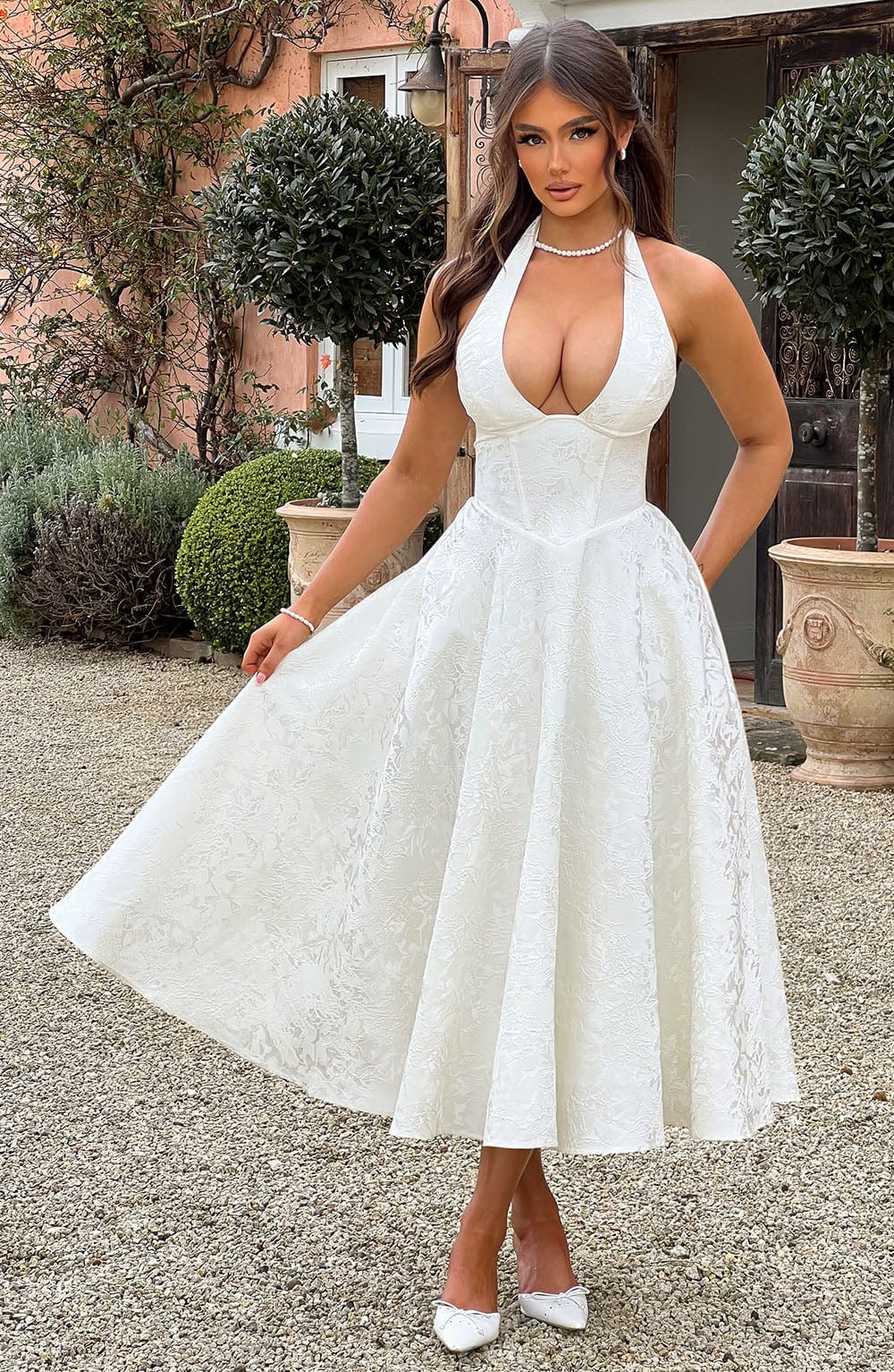 Women's Wedding Guest Dress – Halter Neck Midi Dress – Kimberly
