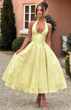 Women's Wedding Guest Dress – Halter Neck Midi Dress – Kimberly
