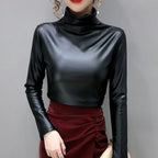 Women's Metallic Top – Shimmer Round Neck Long Sleeve Top