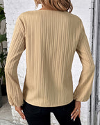 Women's V-Neck Balloon Sleeve Blouse – Long Sleeve Casual Office Blouse