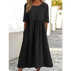 Women's Breathable Midi Dress – Casual Summer Dress