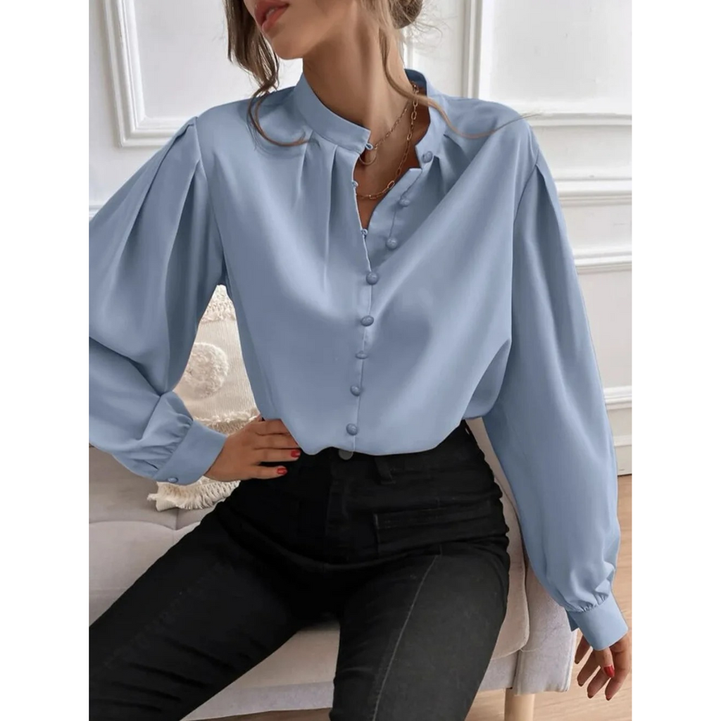 Women's Floral Print Shawl Collar Blouse – Casual Patterned Blouse
