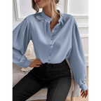 Women's Floral Print Shawl Collar Blouse – Casual Patterned Blouse