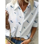 Women's Floral Print Shawl Collar Blouse – Casual Patterned Blouse