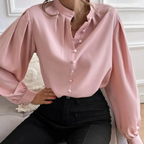 Women's Floral Print Shawl Collar Blouse – Casual Patterned Blouse