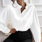Women's Floral Print Shawl Collar Blouse – Casual Patterned Blouse