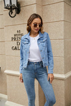 Women's Short Cropped Jean Jacket – Classic Button Front Jacket
